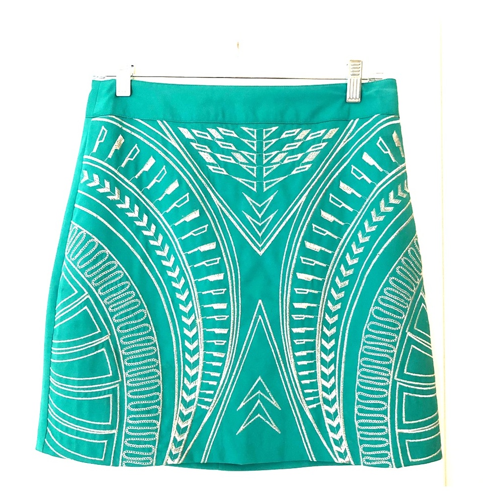 Turquoise and silver mini skirt